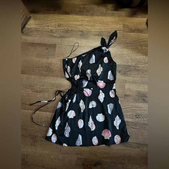 Show Me Your MuMu Black Mini Dress with Pink and White Shells - Picture 6 of 10